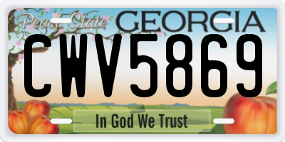 GA license plate CWV5869