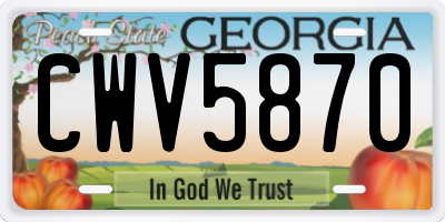 GA license plate CWV5870