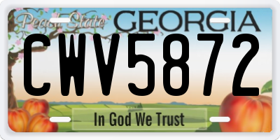 GA license plate CWV5872