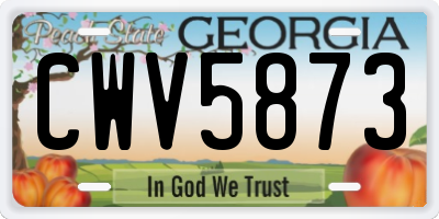 GA license plate CWV5873