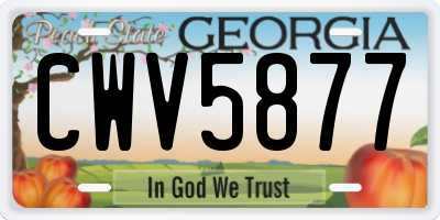 GA license plate CWV5877