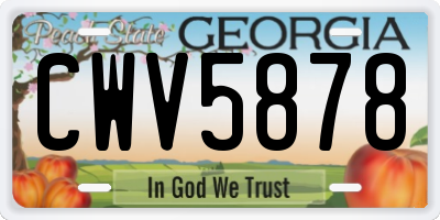 GA license plate CWV5878