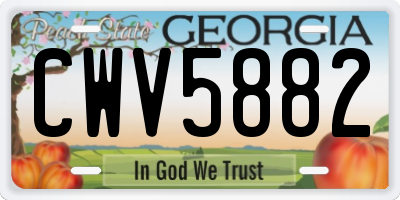 GA license plate CWV5882