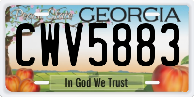 GA license plate CWV5883