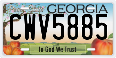 GA license plate CWV5885