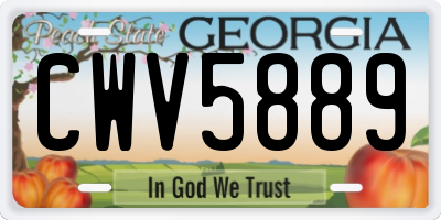 GA license plate CWV5889