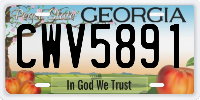 GA license plate CWV5891