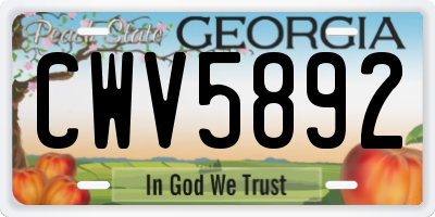 GA license plate CWV5892