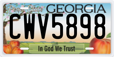 GA license plate CWV5898