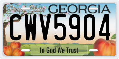 GA license plate CWV5904