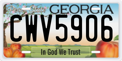 GA license plate CWV5906