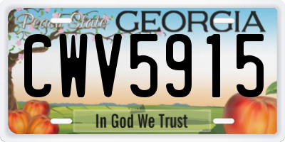 GA license plate CWV5915