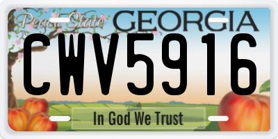 GA license plate CWV5916