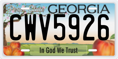 GA license plate CWV5926