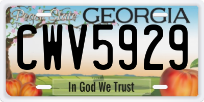 GA license plate CWV5929