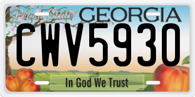 GA license plate CWV5930