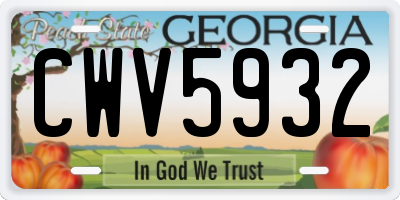 GA license plate CWV5932