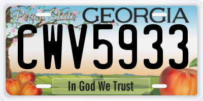 GA license plate CWV5933