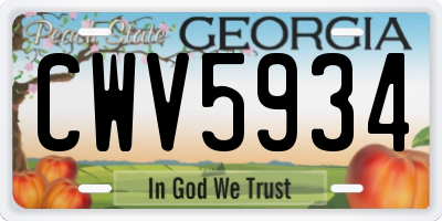 GA license plate CWV5934