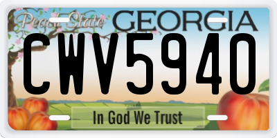 GA license plate CWV5940