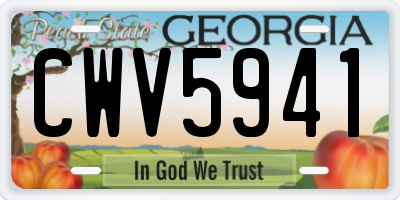GA license plate CWV5941