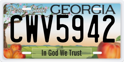 GA license plate CWV5942
