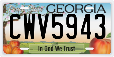 GA license plate CWV5943