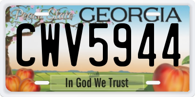 GA license plate CWV5944