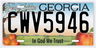 GA license plate CWV5946