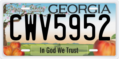 GA license plate CWV5952