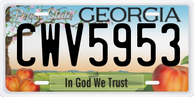 GA license plate CWV5953