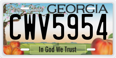 GA license plate CWV5954