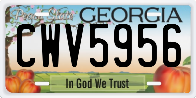 GA license plate CWV5956