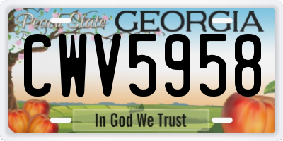 GA license plate CWV5958