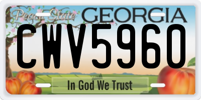 GA license plate CWV5960