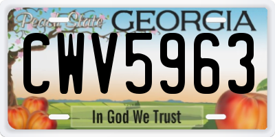 GA license plate CWV5963