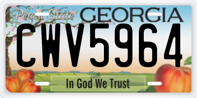 GA license plate CWV5964