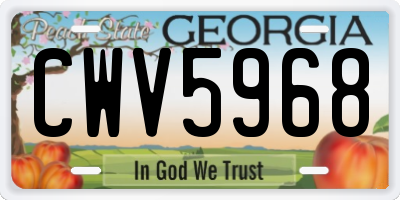 GA license plate CWV5968