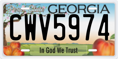GA license plate CWV5974