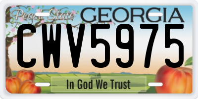 GA license plate CWV5975