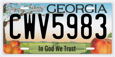 GA license plate CWV5983