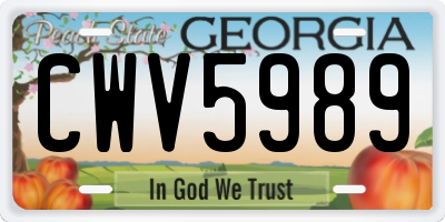 GA license plate CWV5989