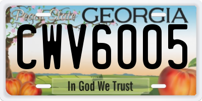 GA license plate CWV6005