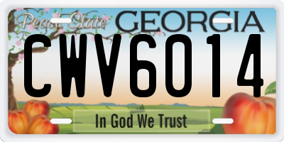 GA license plate CWV6014