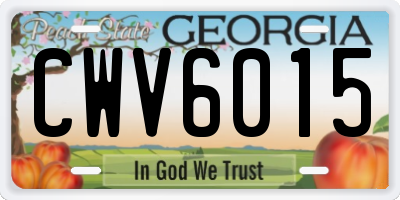 GA license plate CWV6015