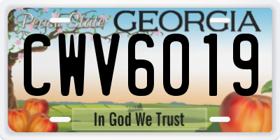 GA license plate CWV6019