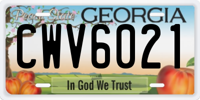 GA license plate CWV6021
