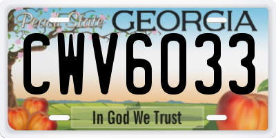 GA license plate CWV6033