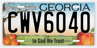 GA license plate CWV6040