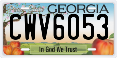 GA license plate CWV6053